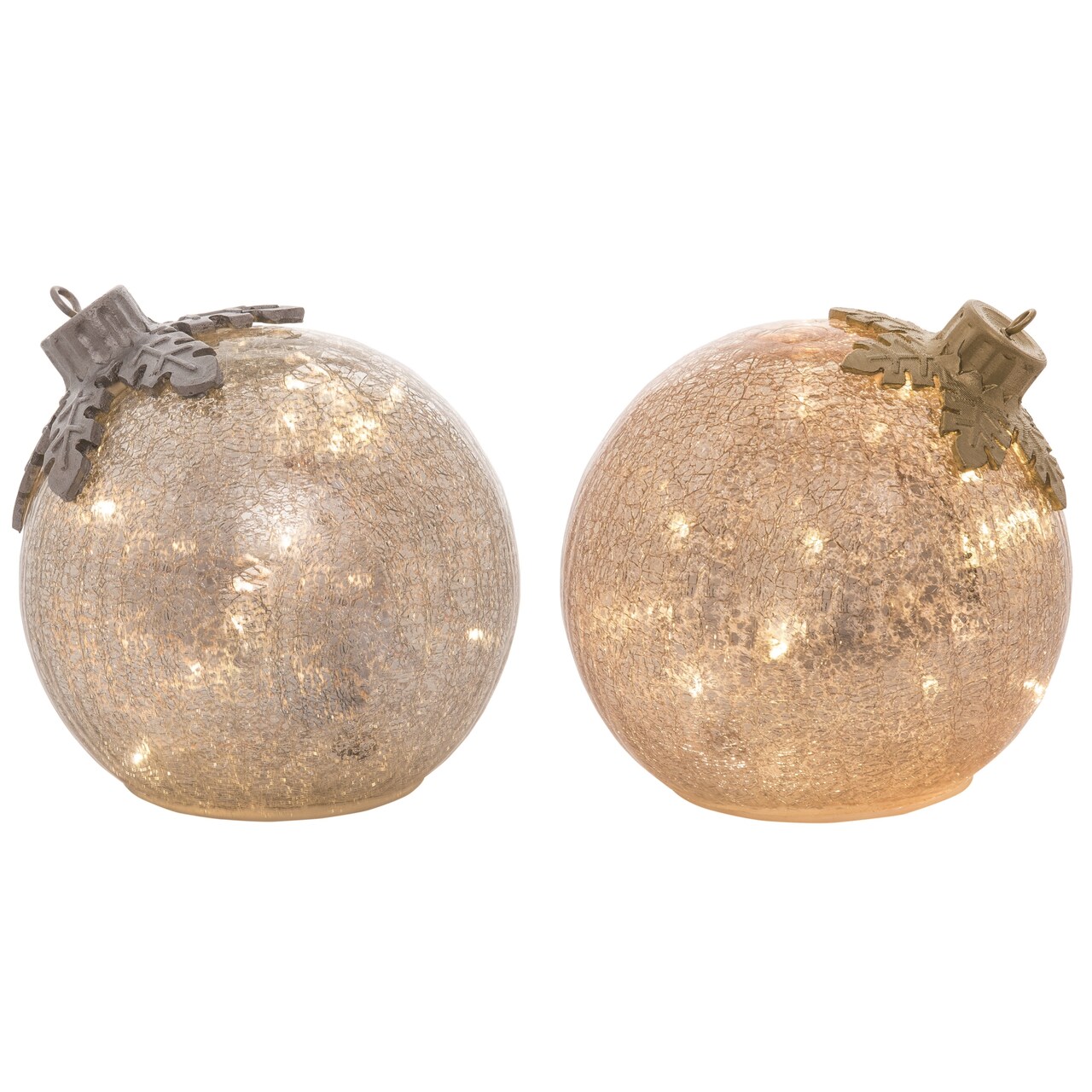 Glass Light Up Ornament Set of 2 Multicolor Christmas Decor